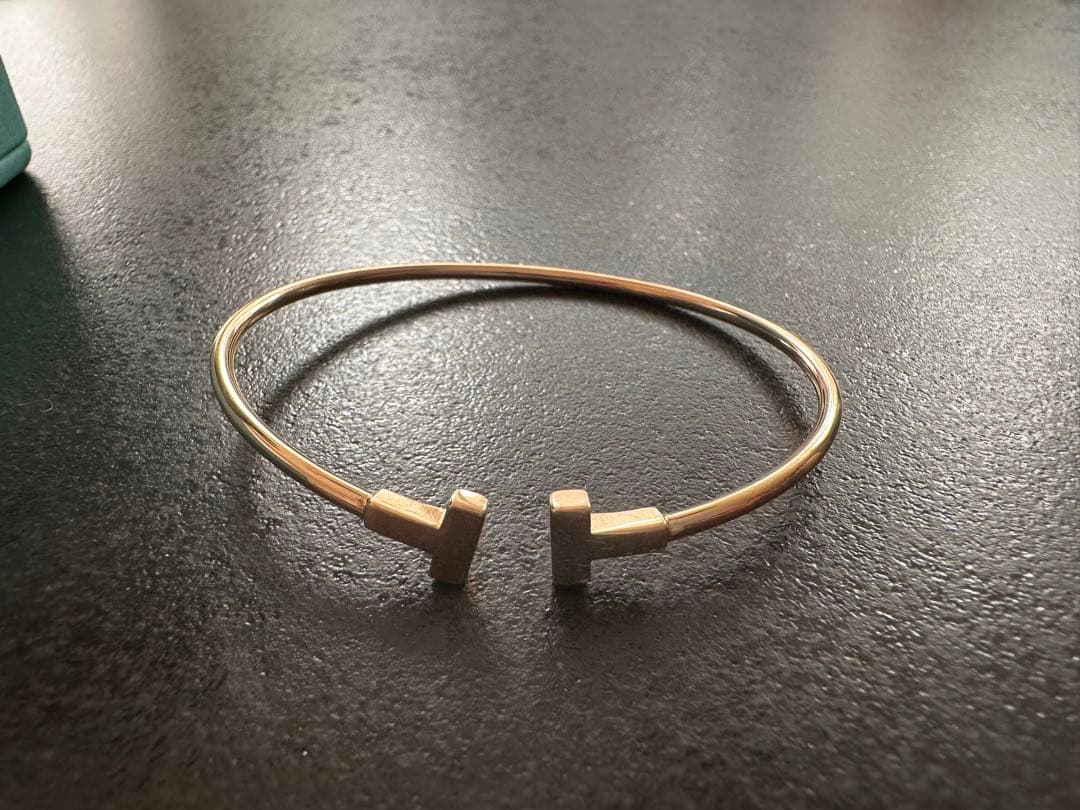 Tiffany Tワイヤーブレスレット　ローズゴールド　S