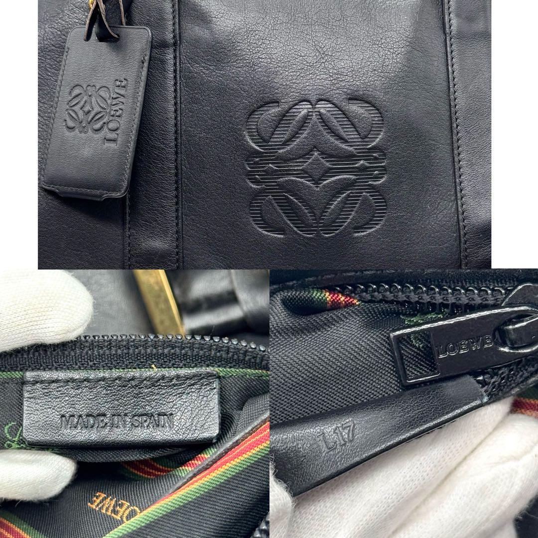 美品 ロエベ ボストンバッグ 2way アナグラム アマソナ50 大容量 黒