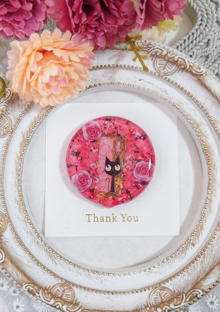 レジン　猫　ヘアゴム　ブローチ　ポニーフック　No.281