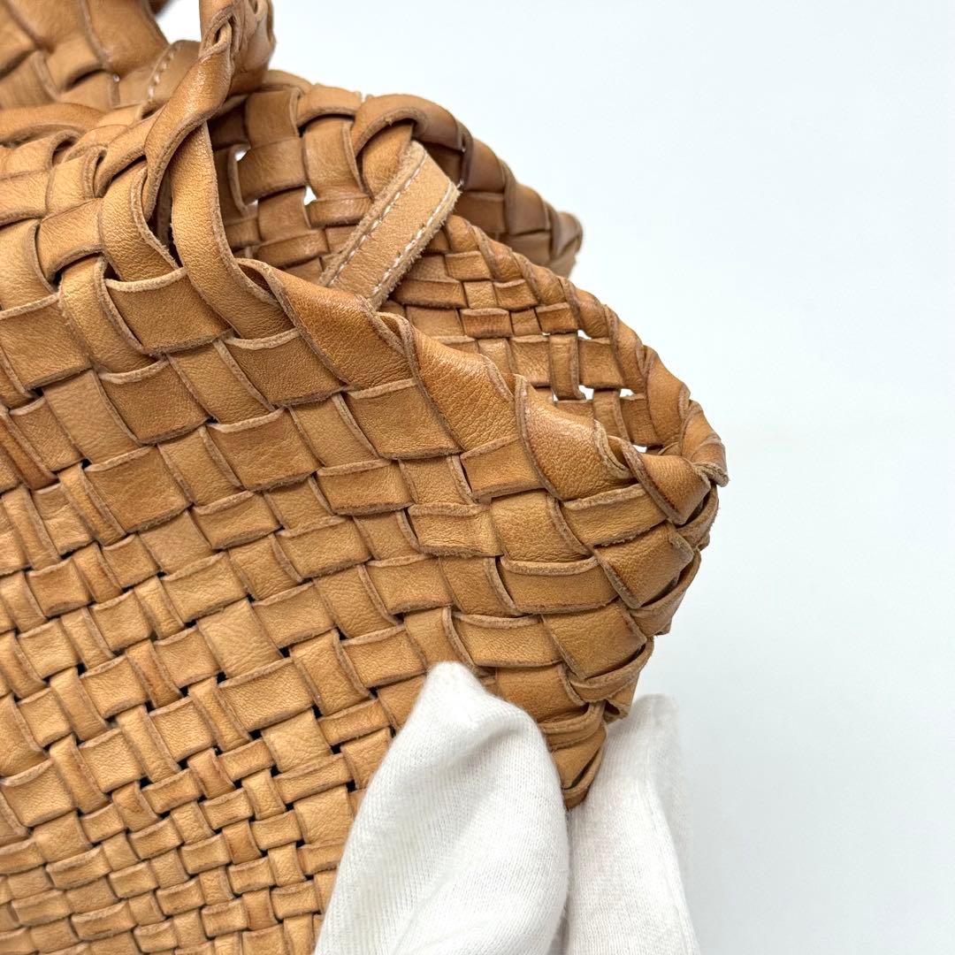 ファロルニ イントレチャート レザー トートバッグ ハンド ポーチ付 ブラウン