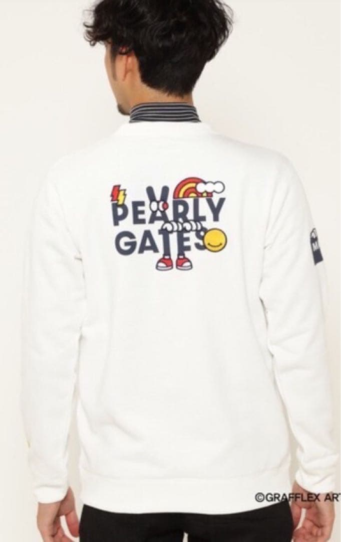 新品 正規品 パーリーゲイツ どうしちゃったPG スウェット 日本製 白 5 L