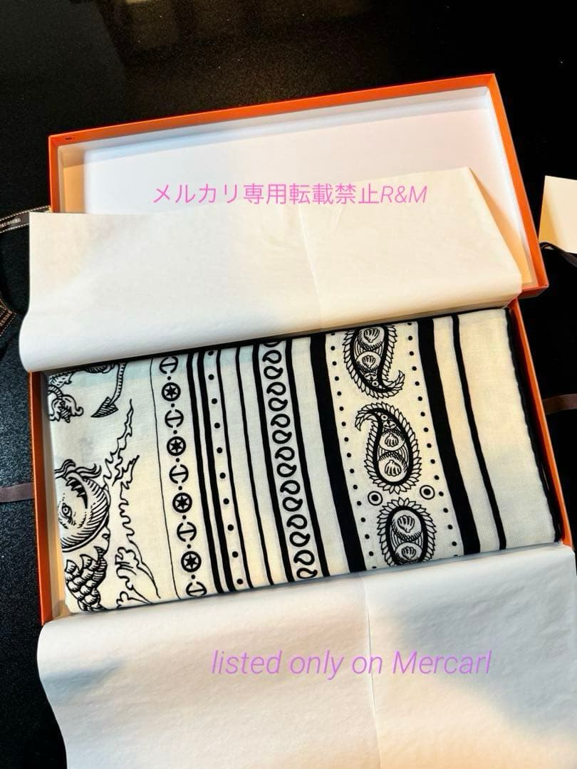 エルメス　カレジェアン　カシシル140 船乗りのタトゥー　白黒　タグ付き未使用品