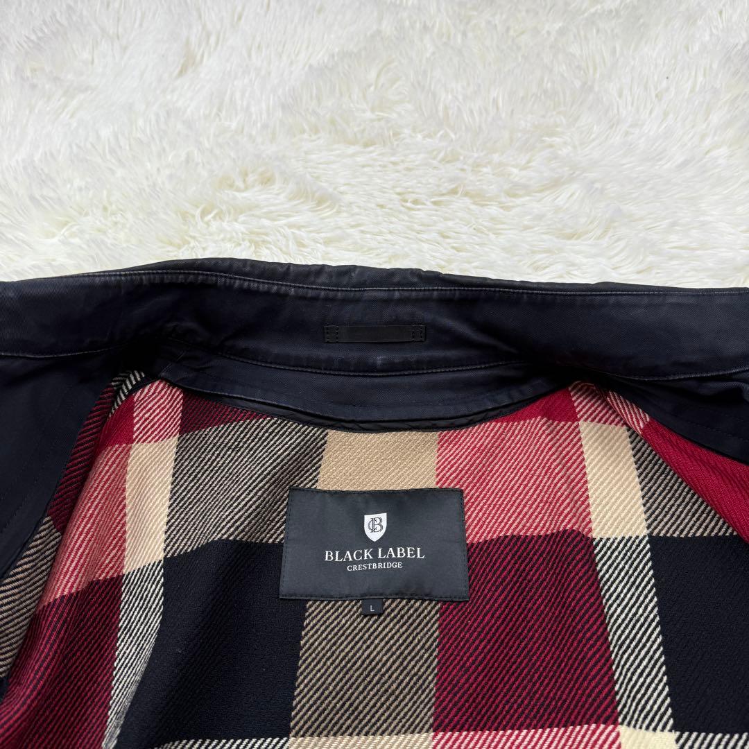 美品 ブラックレーベルクレストブリッジ シングルトレンチコート ライナー付 L