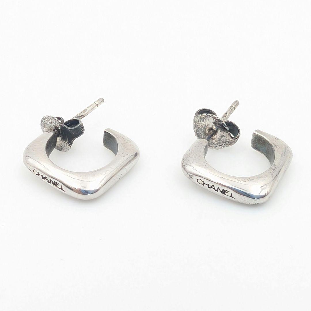 CHANEL シャネル フープ ピアス SV925 シルバー スクエア
