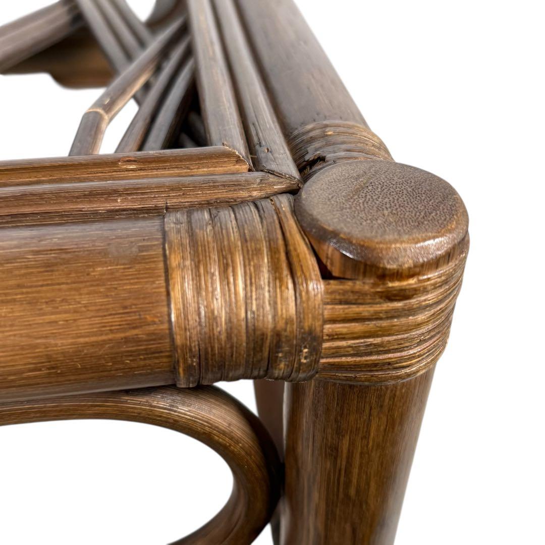 KZ035 【希少デザイン】コスガ　kosuga ラタン籐　ガラステーブル