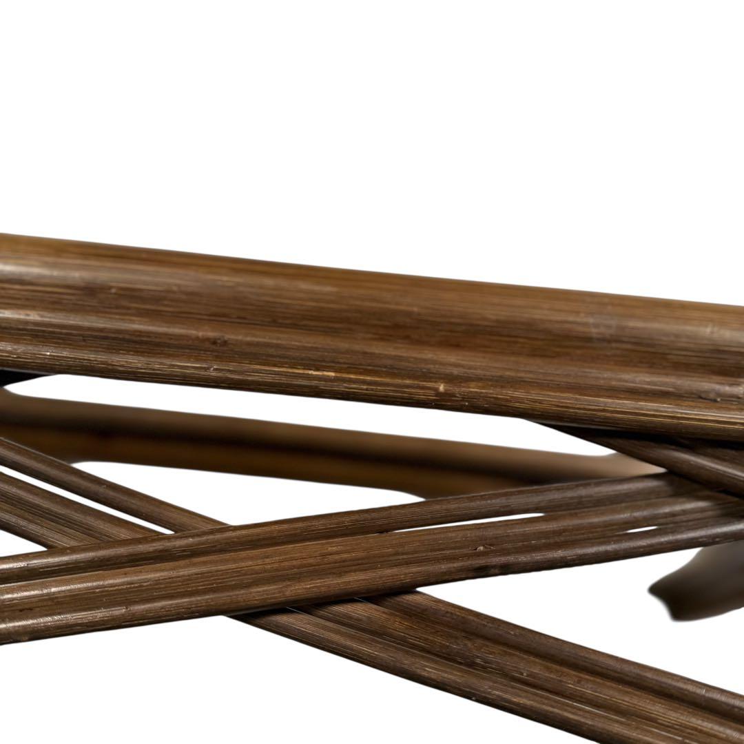 KZ035 【希少デザイン】コスガ　kosuga ラタン籐　ガラステーブル