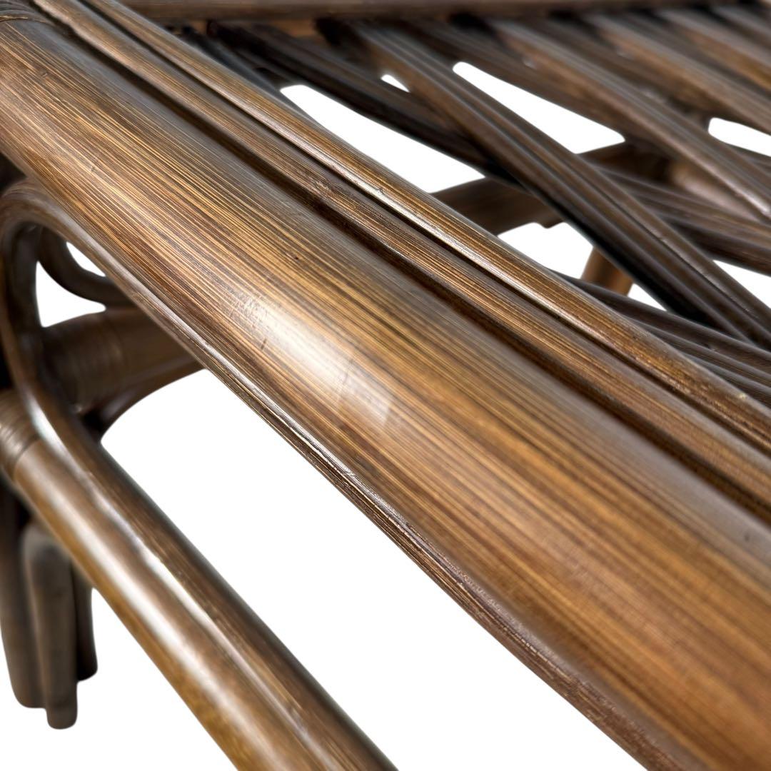 KZ035 【希少デザイン】コスガ　kosuga ラタン籐　ガラステーブル