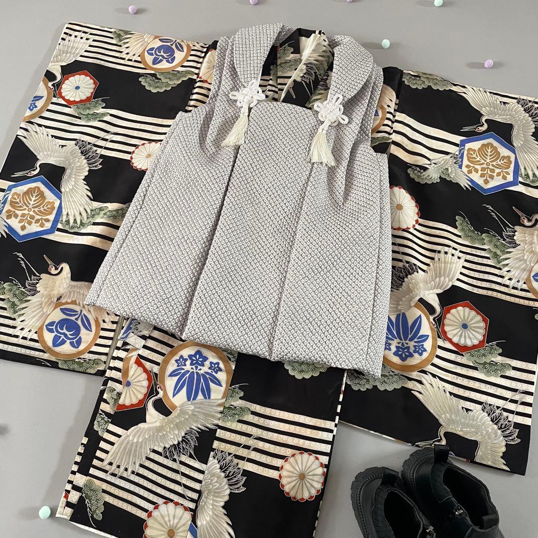 七五三　3歳　男の子　お着物と総絞りの被布コーデセット
