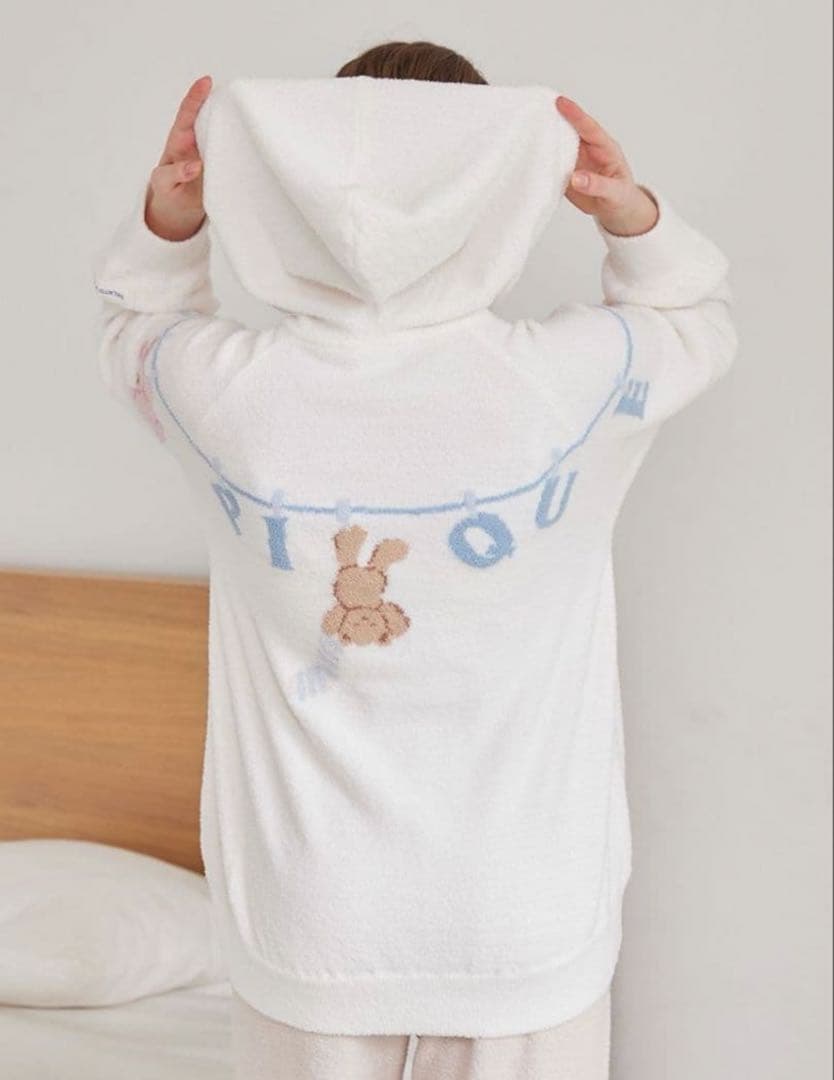 ジェラートピケ エアリーモコウォッシングアニマルジャガードパーカ ロングパンツ