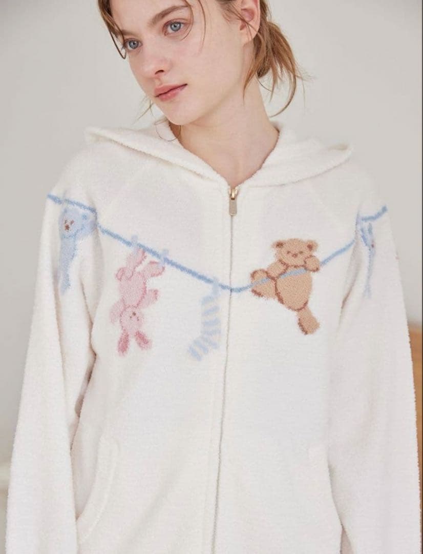 ジェラートピケ エアリーモコウォッシングアニマルジャガードパーカ ロングパンツ