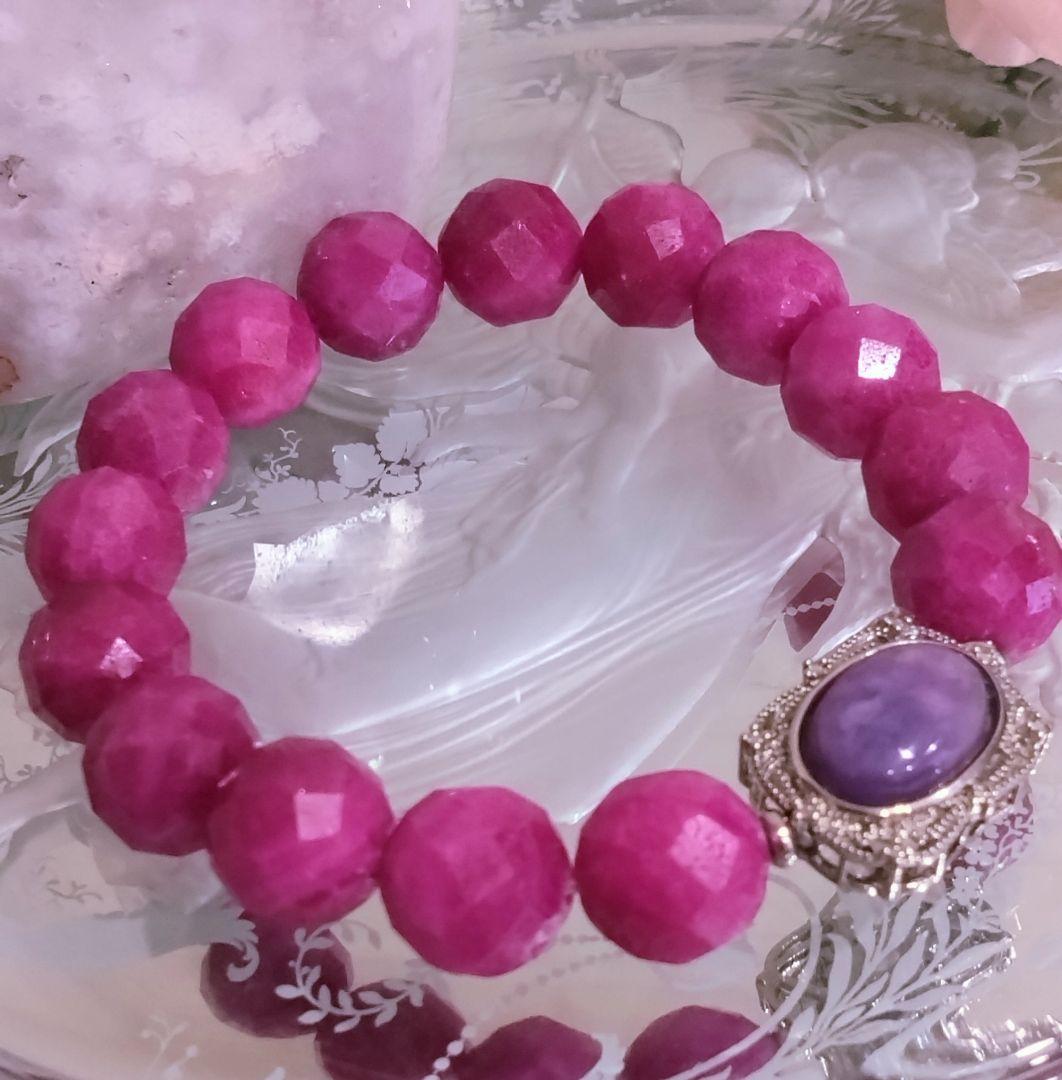 限定特価❤非加熱高級天然ルビー✨️美麗チャロアイト❤華やぎブレスレット鑑定付