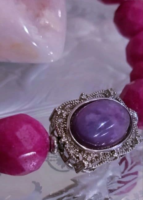 限定特価❤非加熱高級天然ルビー✨️美麗チャロアイト❤華やぎブレスレット鑑定付