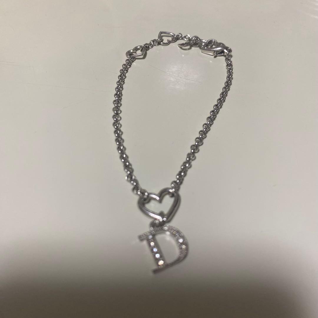 Christian Dior ブレスレット Dロゴ ハート ラインストーン