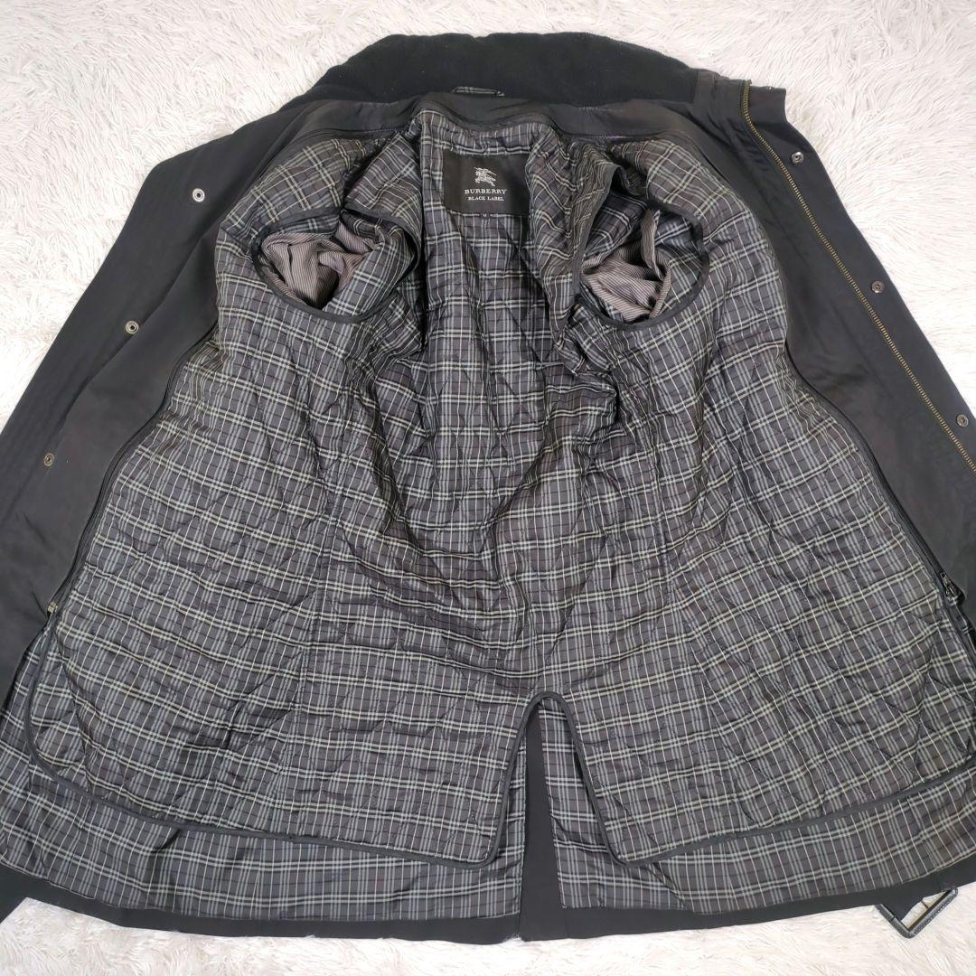 美品【M】バーバリーブラックレーベル　3way　フーデッド　トレンチコート　黒系