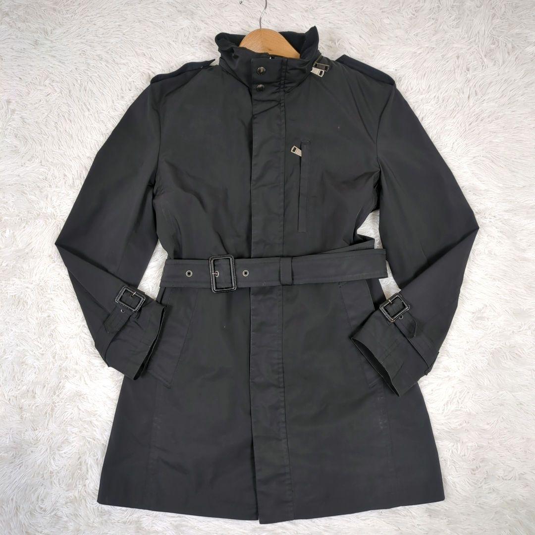 美品【M】バーバリーブラックレーベル　3way　フーデッド　トレンチコート　黒系