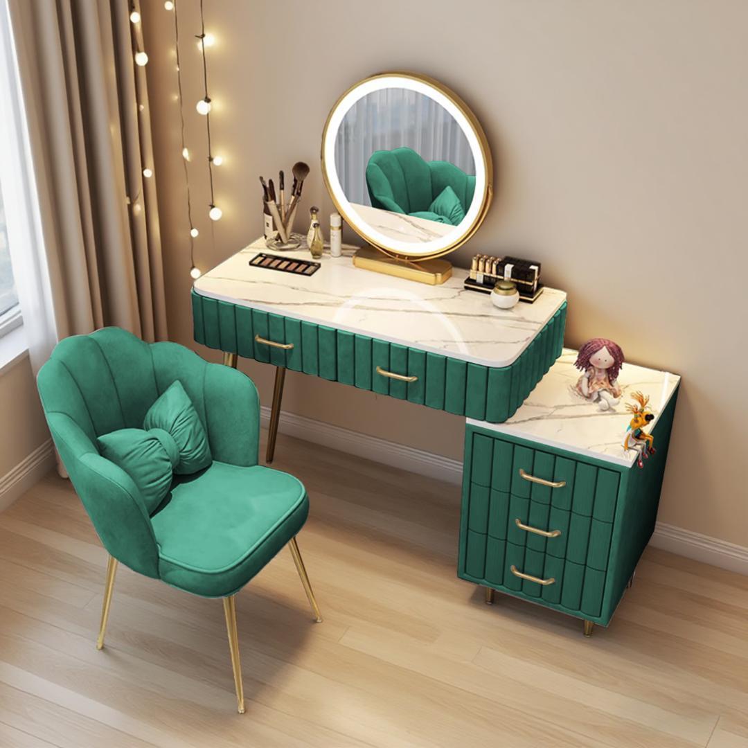 グリーン ドレッサー 化粧台デスクのみサイズ訳あり品 J108-①グリーンです