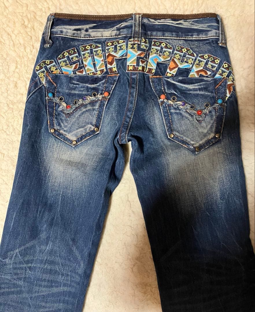 レッドペッパー　y2k 平成ギャル　刺繍 フェード ブーツカットデニム26