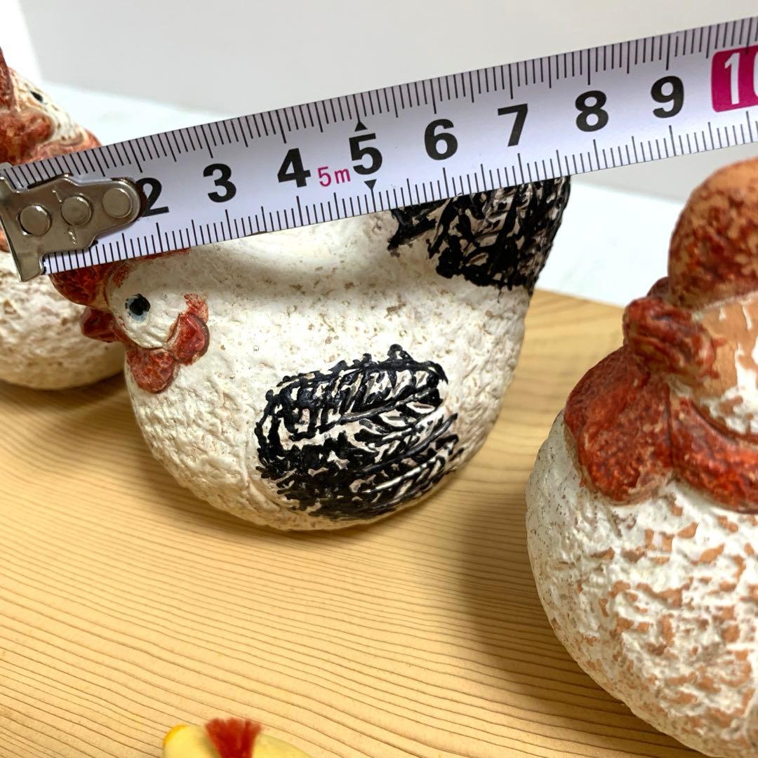 D☆ レトロ　鶏　ひよこ　にわとり　親子　焼き物　土鈴　置物