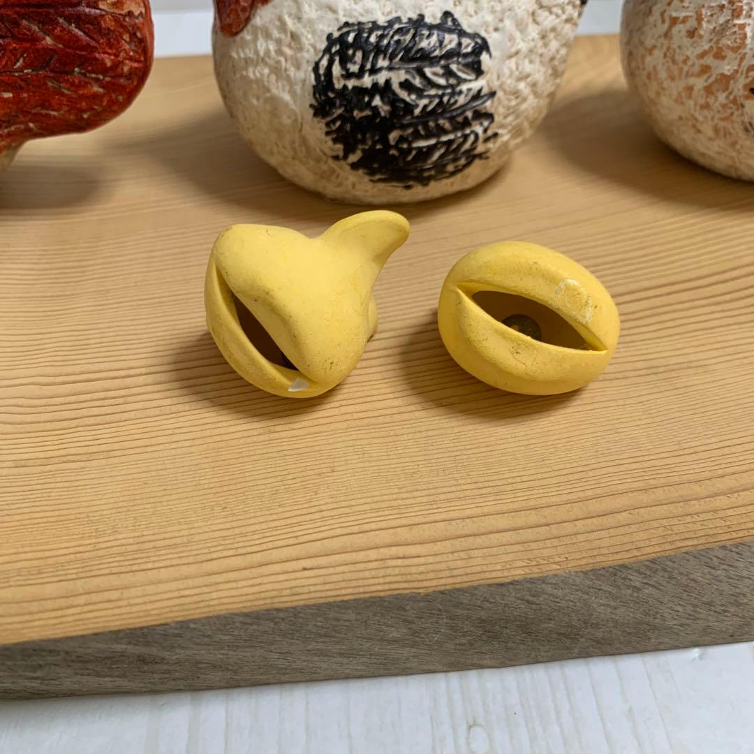 D☆ レトロ　鶏　ひよこ　にわとり　親子　焼き物　土鈴　置物