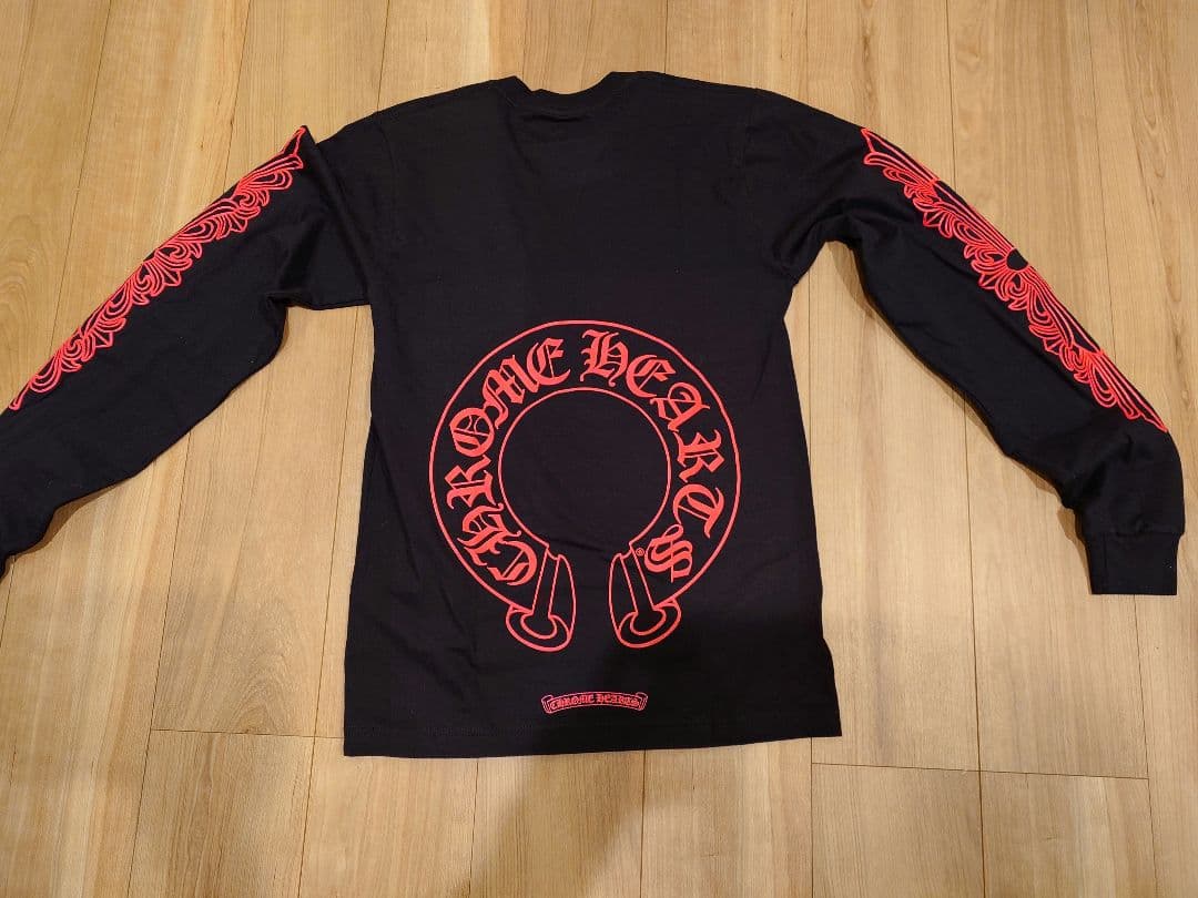 CHROME HEARTS 長袖ロンTブラック　ピンク　ロゴプリント Sサイズ