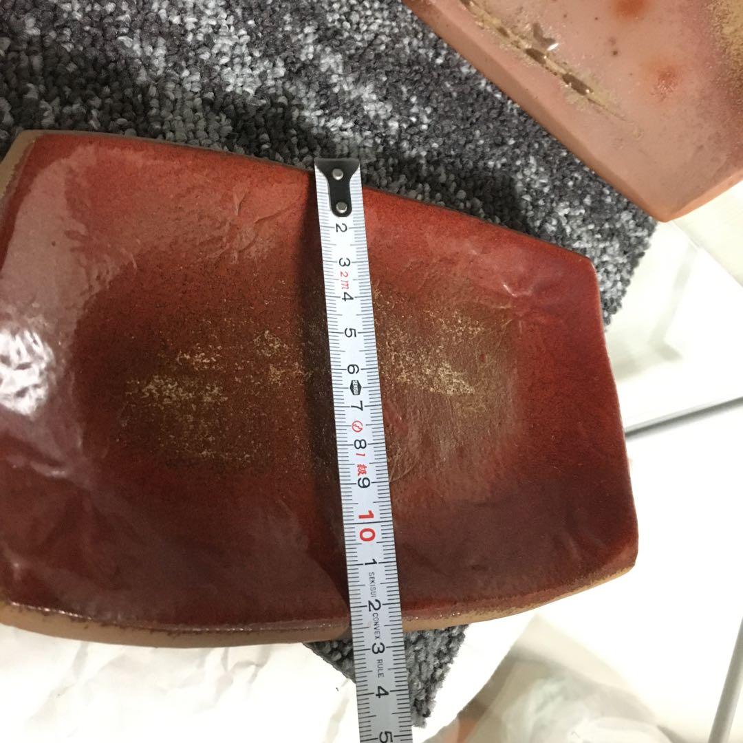 備前焼　緋襷　絵皿　角皿　長方皿　四方皿　大１枚　小２枚　セット