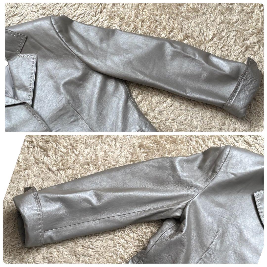 大きいサイズ　極希少　BALMAIN　 ラムレザー　ジャケット　ロールアップ