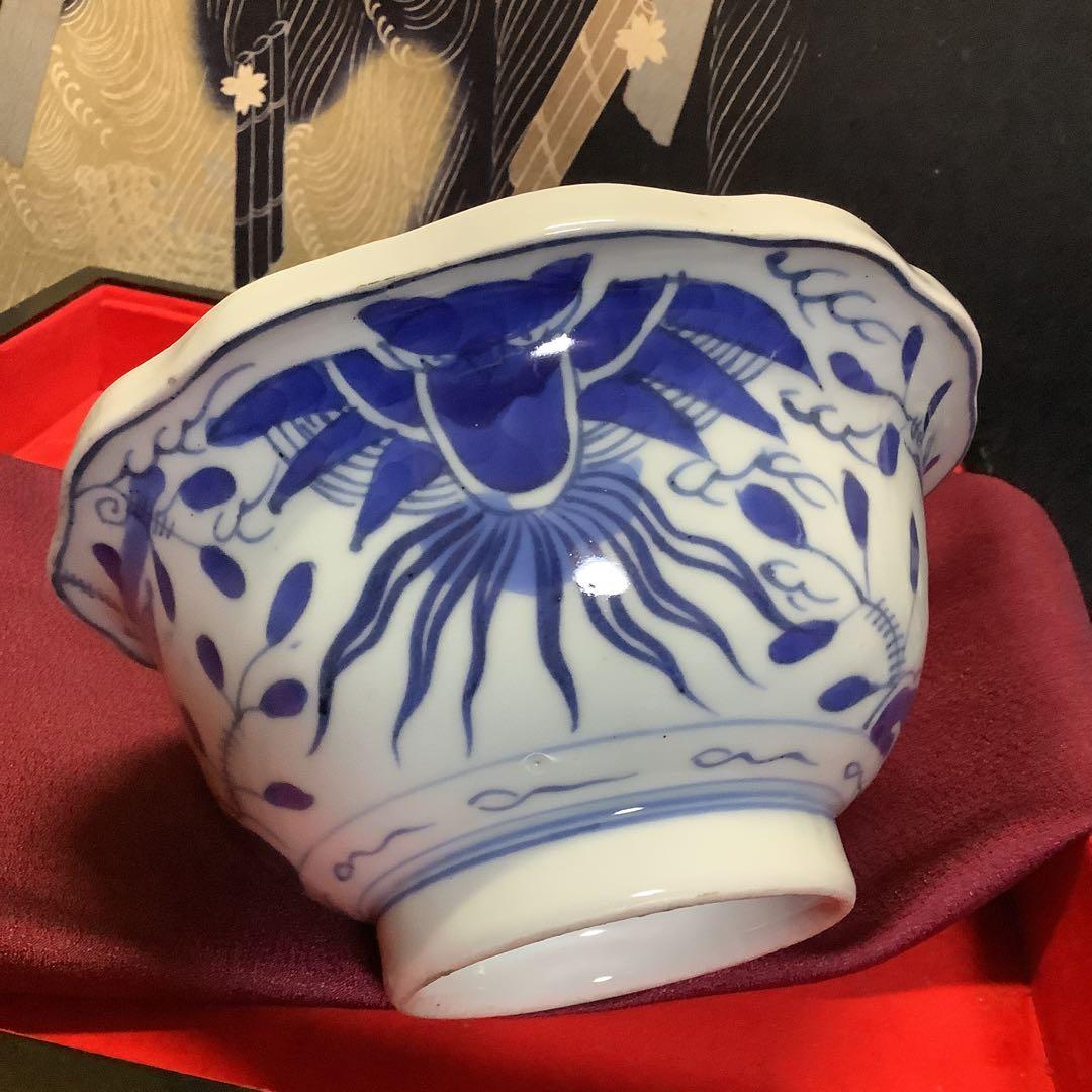 古伊万里　希少　染付　梟　フクロウ　瓢箪　盃洗　鉢皿　江戸　輪島塗・李朝好きに