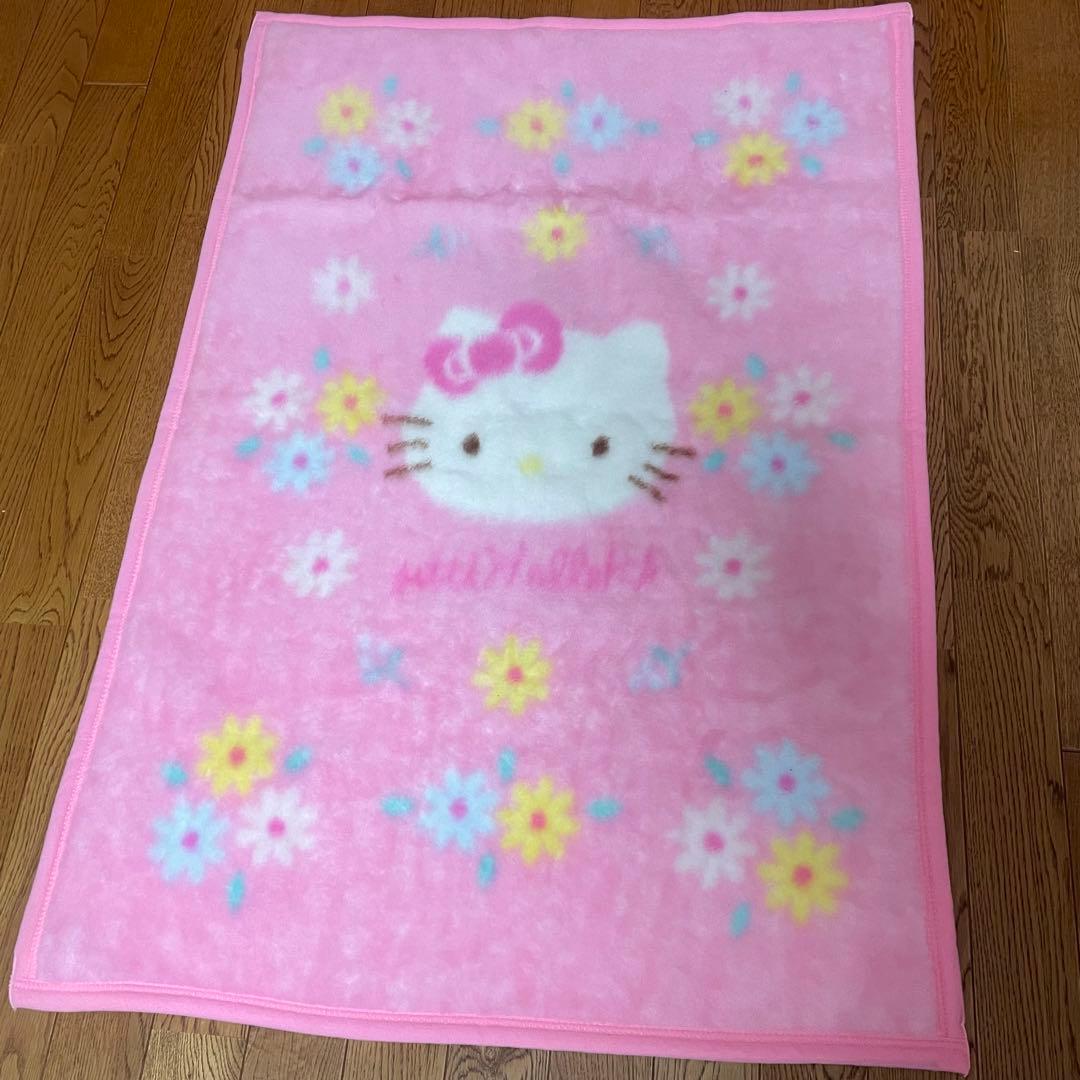 ハローキティ ブランケット 毛布 レトロ 1998 お花 カオハナ 分厚 ピンク