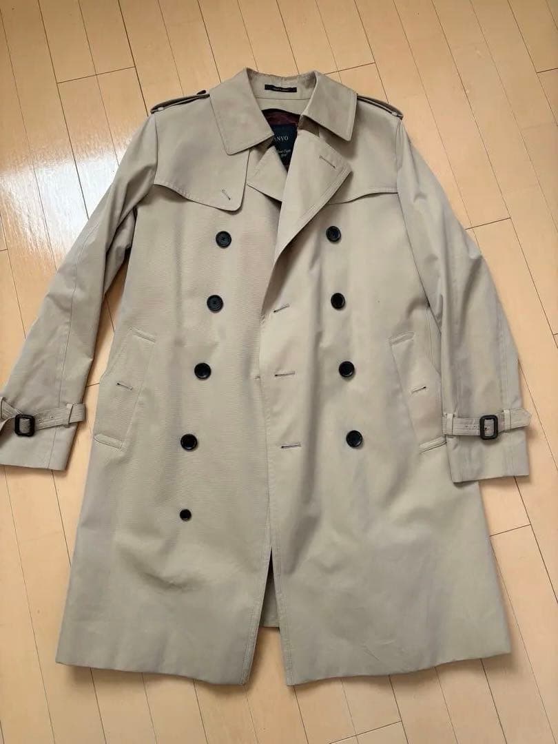 【極美品/希少L】SANYO 100年コート トレンチコート ボルドー色ライナー