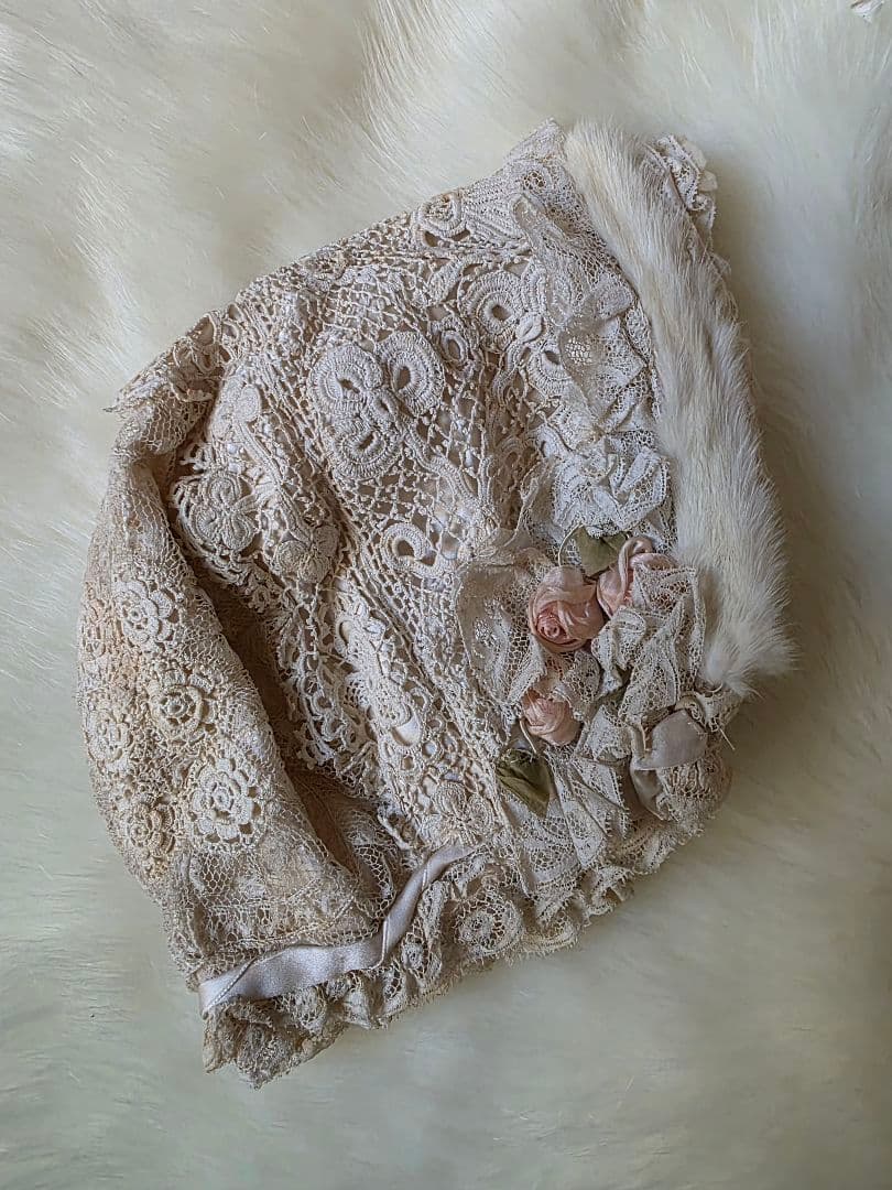 アンティーク　レース　ベビーボンネット