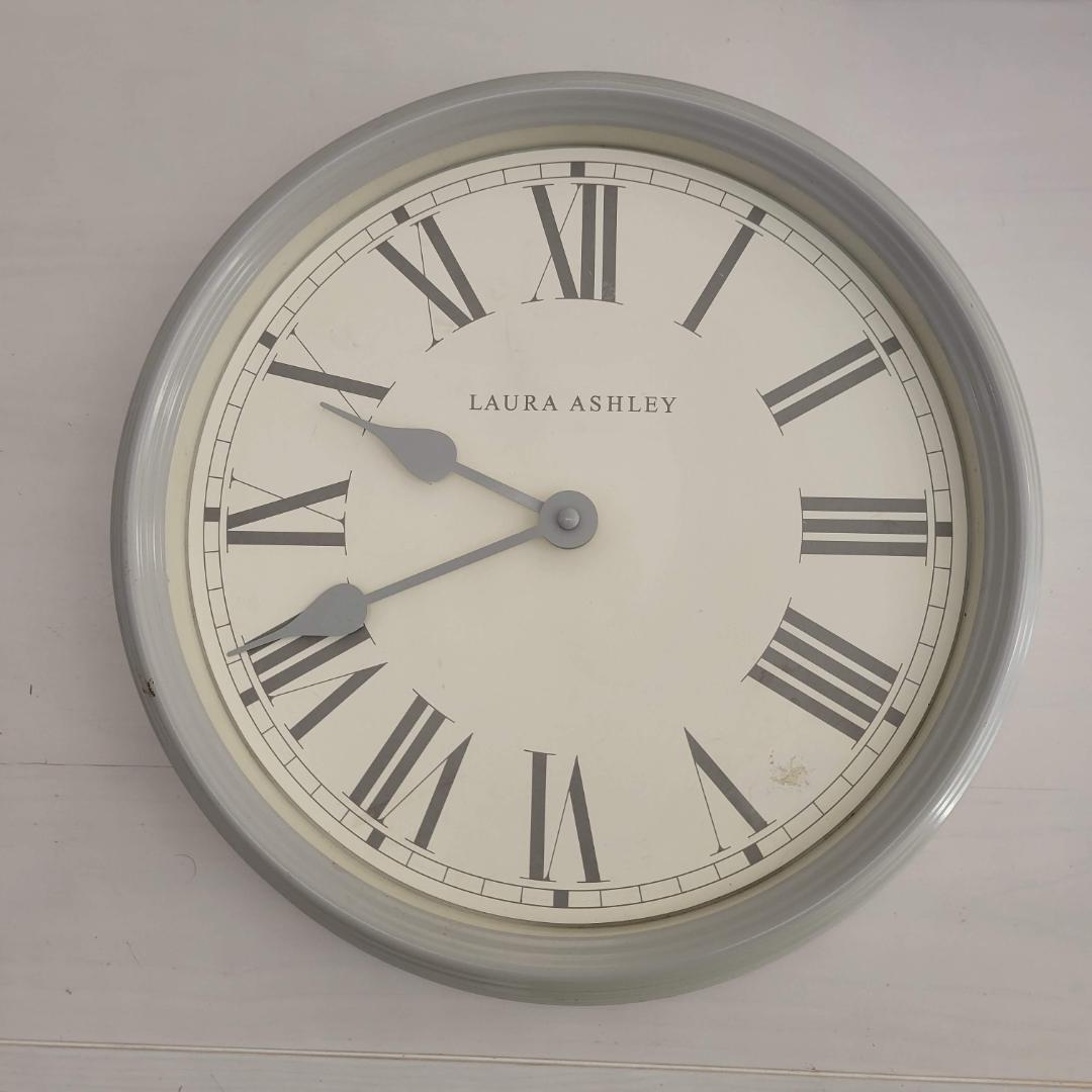 傷あり＠ローラアシュレイ 壁掛け時計 ドーヴグレー 37cm