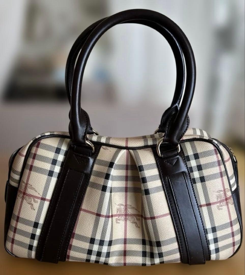 Burberry チェック柄 ミニボストンバッグ　袋付き