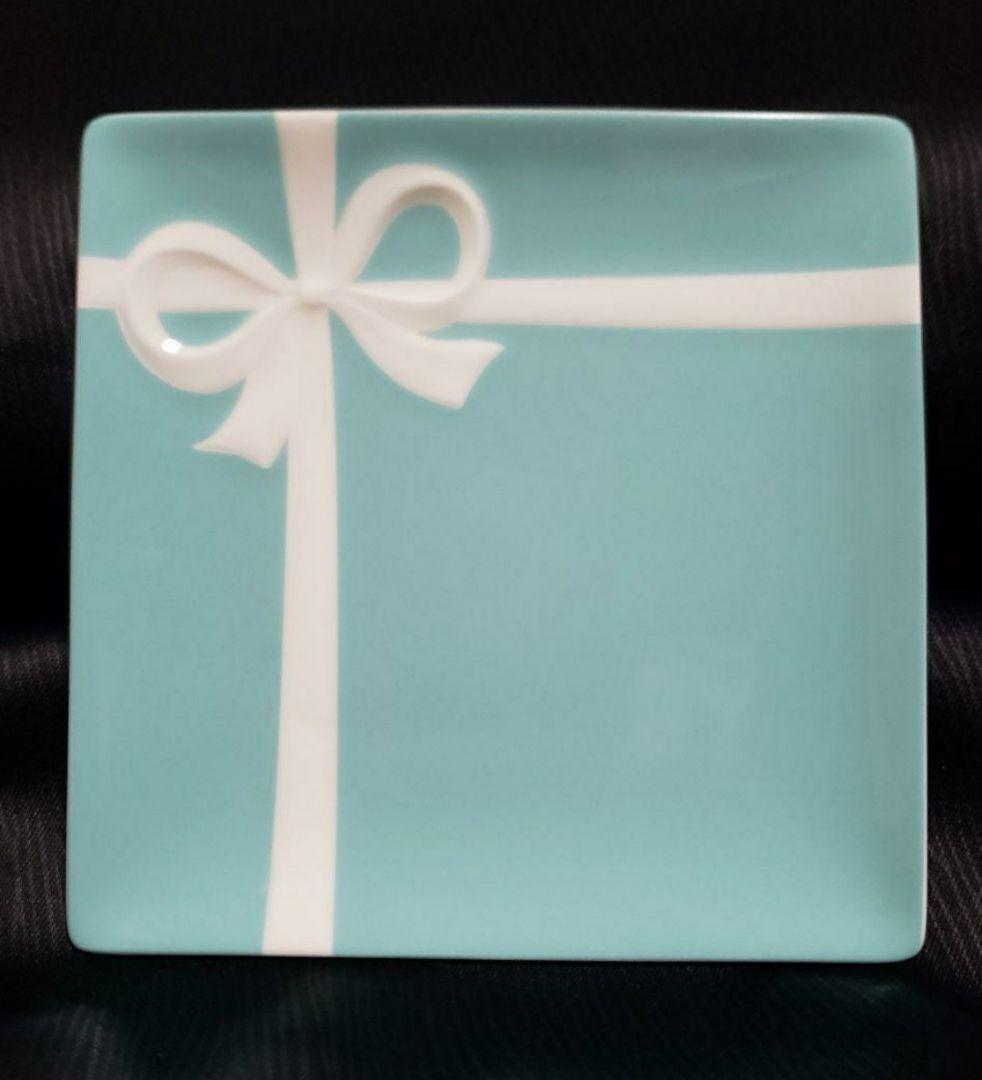 新品△　ティファニー『ブルーリボン』デザートプレート・14cm○ペアセット