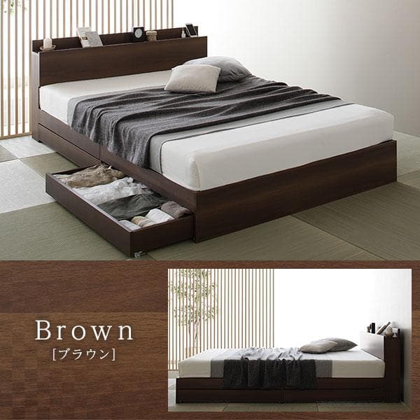 ベッド  ブラウン シングル ボンネルコイルマットレス付きds-2333095