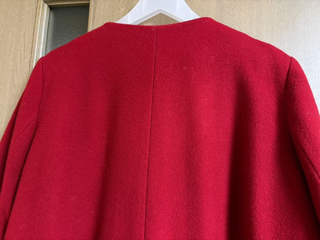 な*お様 【新年SALE 】美品☆ローズティアラリボン付ウールコート赤大きいサイ
