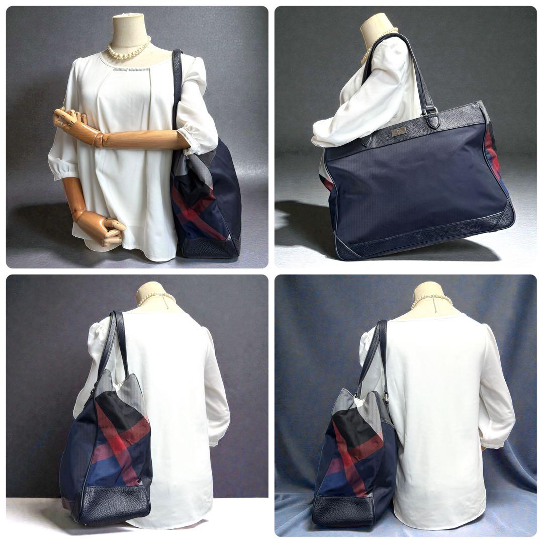 ブラックレーベルクレストブリッジ トートバッグ ノバチェック A4可 金具