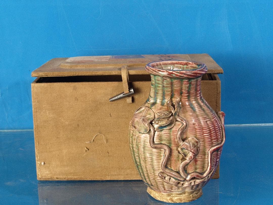 委託品　保管委員会箱　中国清時代　在銘手描き置物　美術品 Q1015C12-3