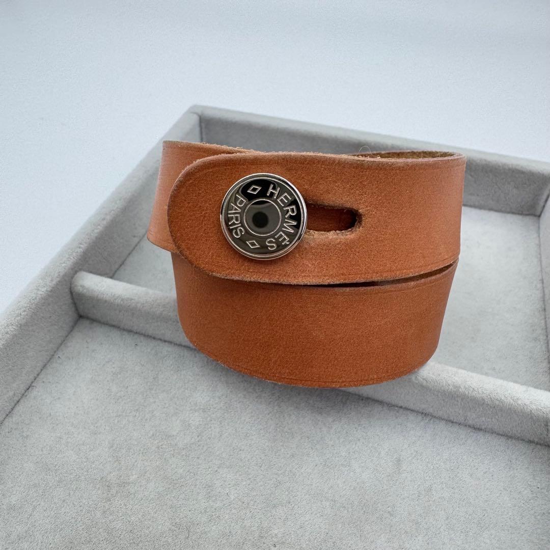 【定番】HERMES レザーバングル　ブレスレット　セリエ　ブラウン