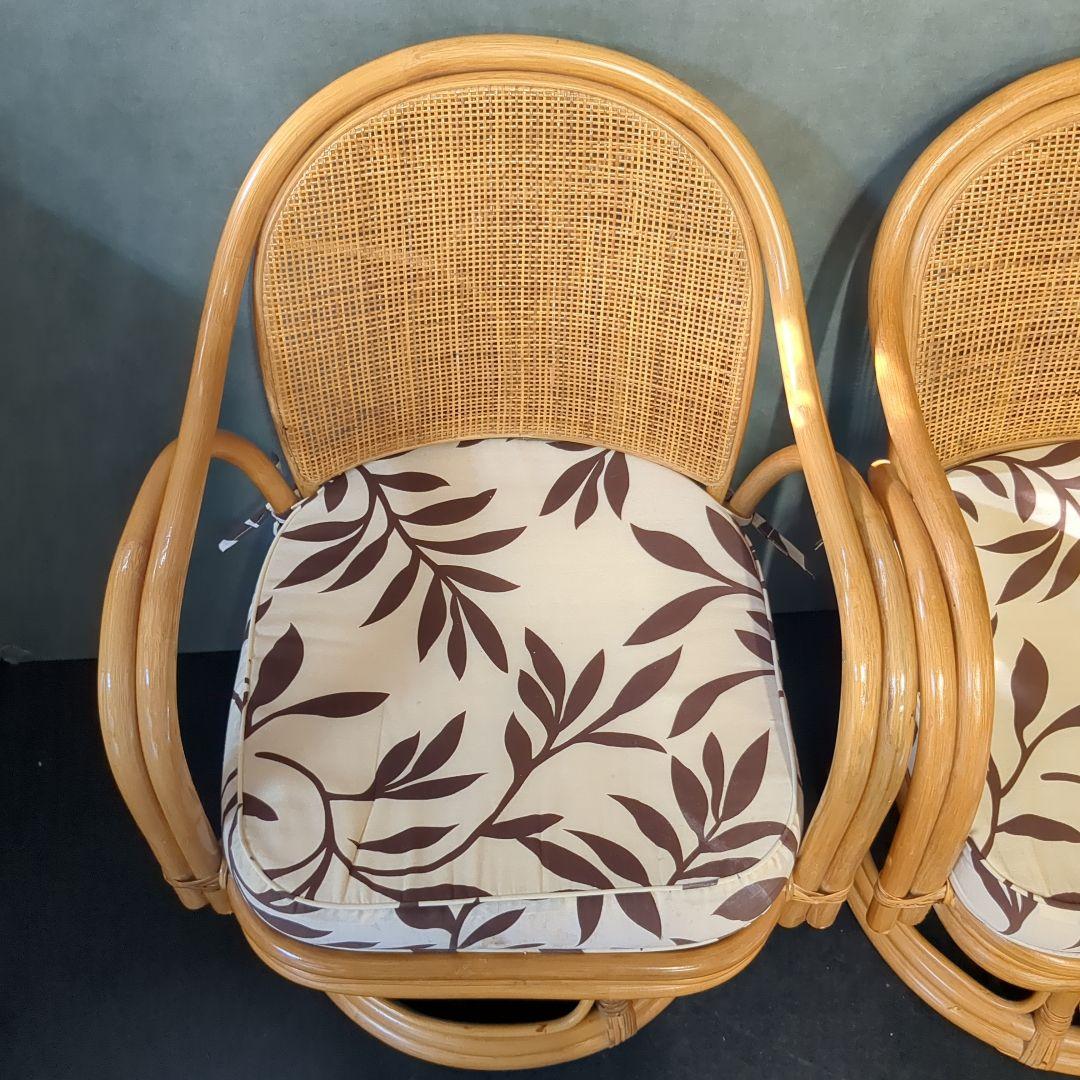 (s)座面高さ約36㎝ レトロラタン クッション付き 座椅子 インテリア