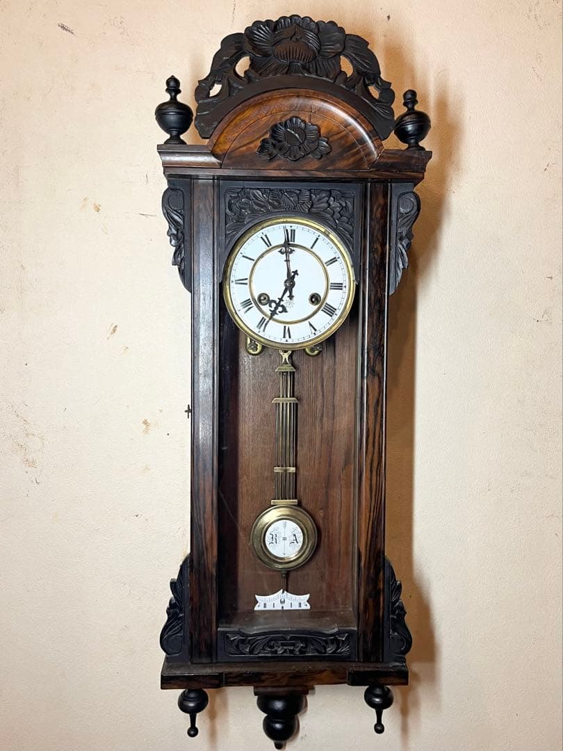 ユンハンス　黒柿　柱時計　古時計　振り子　レトロ　ゼンマイ　ボンボン　精工舎