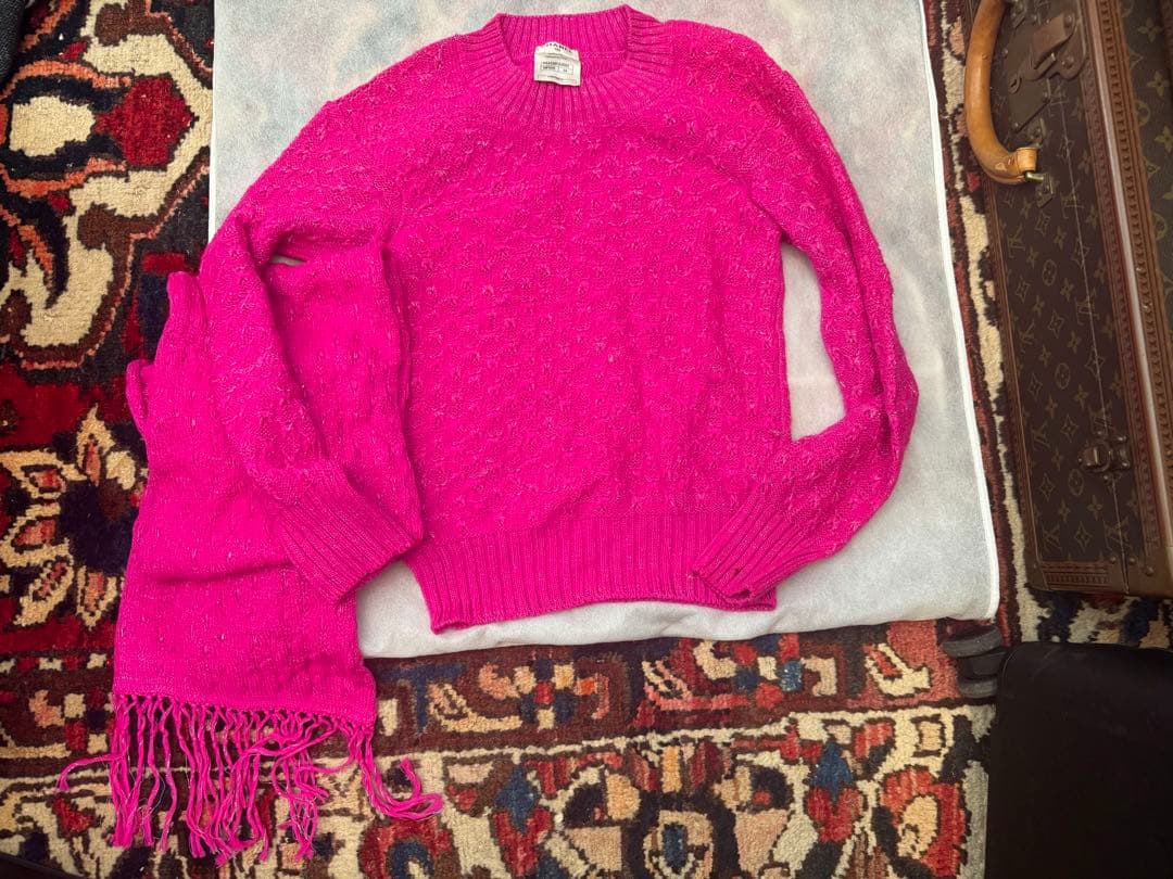CHANEL ピンクニットセーター フリンジ付き サイズ34