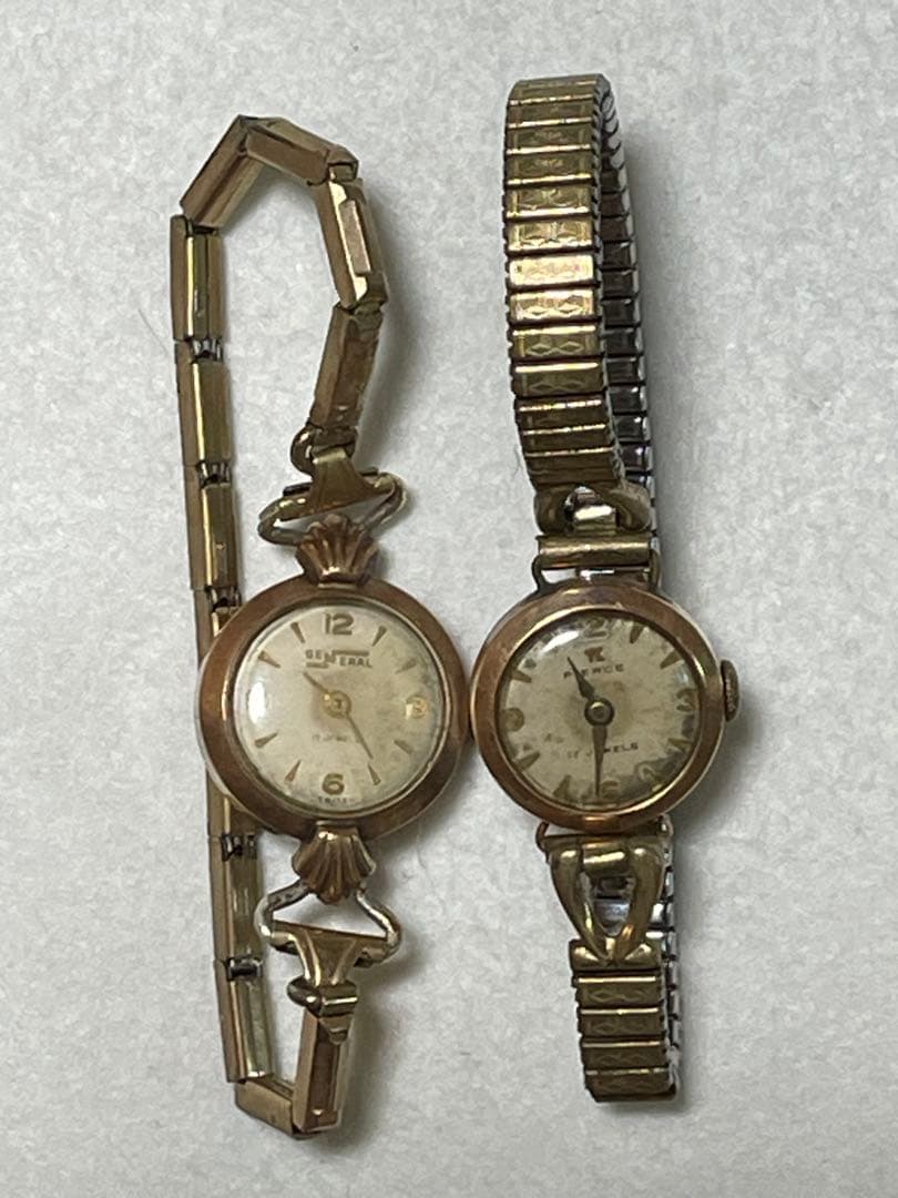 18金レディース腕時計×2点まとめて GENERAL・PIERCE 中古品