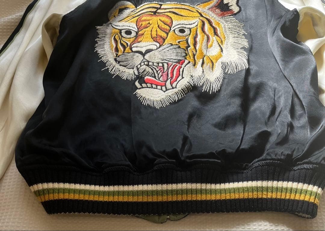 【希少】スカジャン　The Flat Head フラットヘッド 虎　龍　黒　S