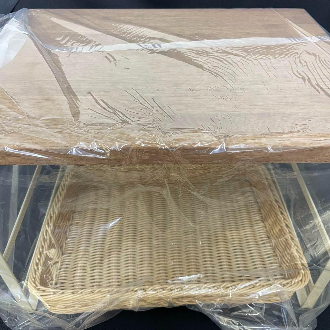 ラバーウッド天板トースターラック　洗えるバスケット付き