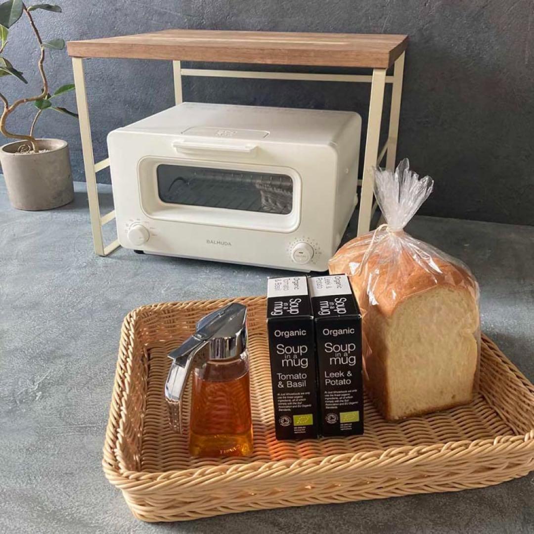 ラバーウッド天板トースターラック　洗えるバスケット付き