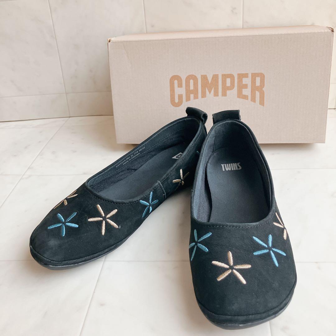CAMPER カンペール ライトニナ フラットシューズ　刺繍　花柄　箱付き