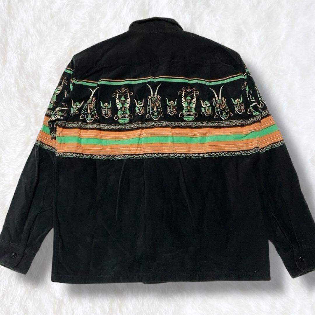 SUN SURF サンサーフ コーデュロイ 長袖シャツ M 民族柄 トライバル