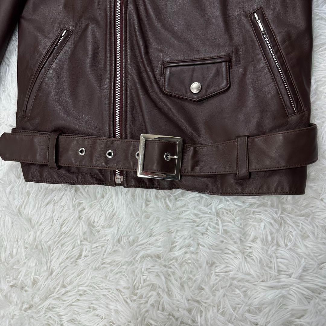 バーバリーブラックレーベル✨ダブルライダースジャケット 牛革 Lサイズ