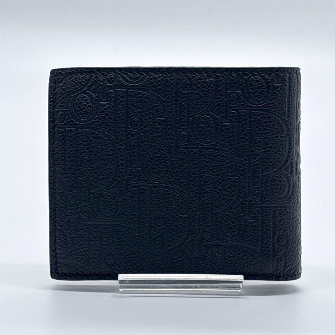 【極美品】クリスチャンディオール 2つ折り財布 グラビティ　シボ革　ブラック 黒