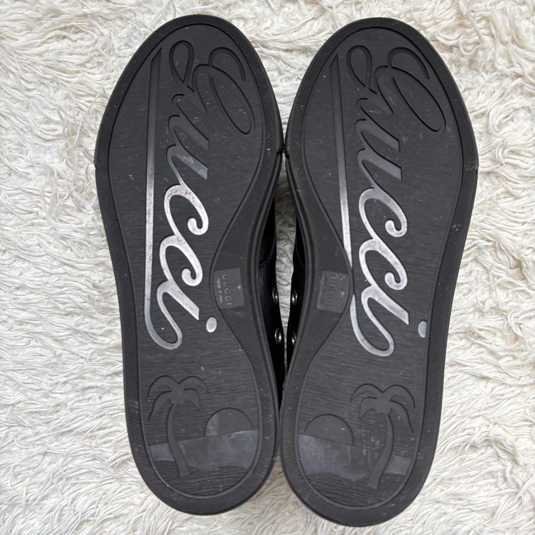 美品　GUCCI 423299 ロゴプレート23cm ハイカットスニーカー 黒